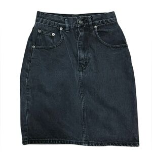 Vintage classic black denim skirt